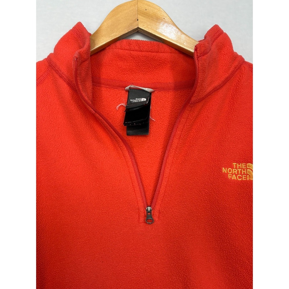 The North Face 1/4 Zip Fleece Pullover Jacket Womens Orange Embroidered Logo XL - Picture 3 of 6
